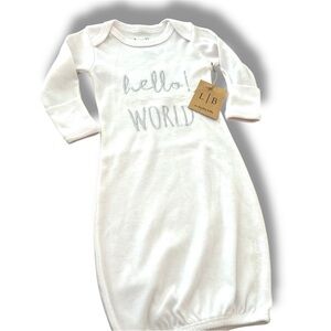 New with tags Gender Neutral Newborn Baby Gown- white and gray